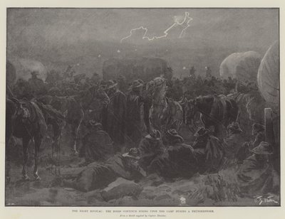 Le bivouac de nuit, les Boers continuent de tirer sur le camp pendant un orage - William Barnes Wollen